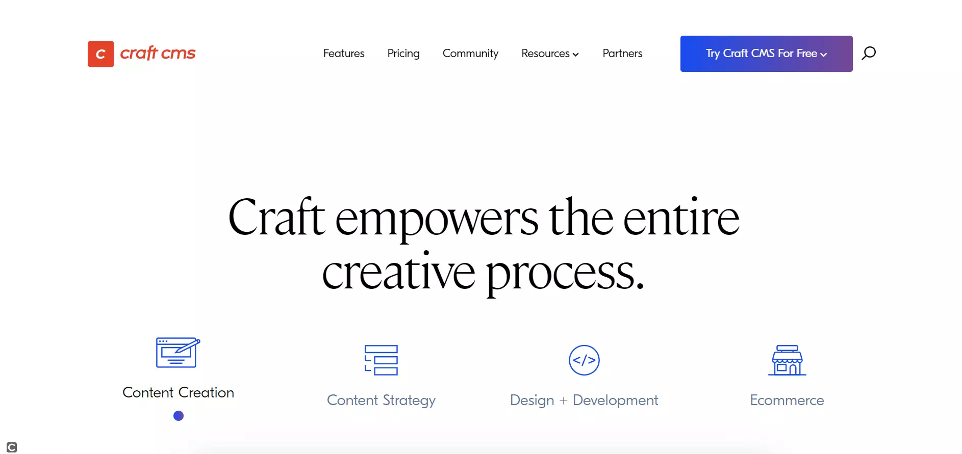 Image: The homepage of the Craft project