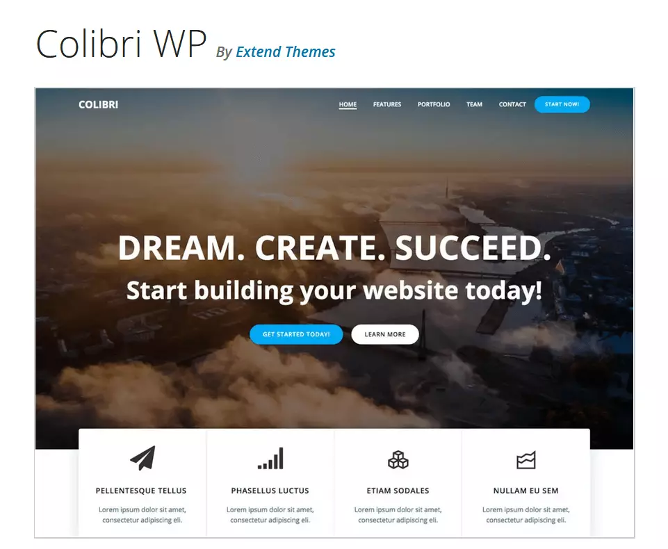 Image: Preview of the WordPress theme “Colibri WP” on WordPress.org